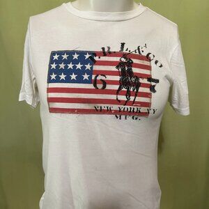 Polo Ralph Lauren USA Flag Men's White T Shirt Medium PRLC